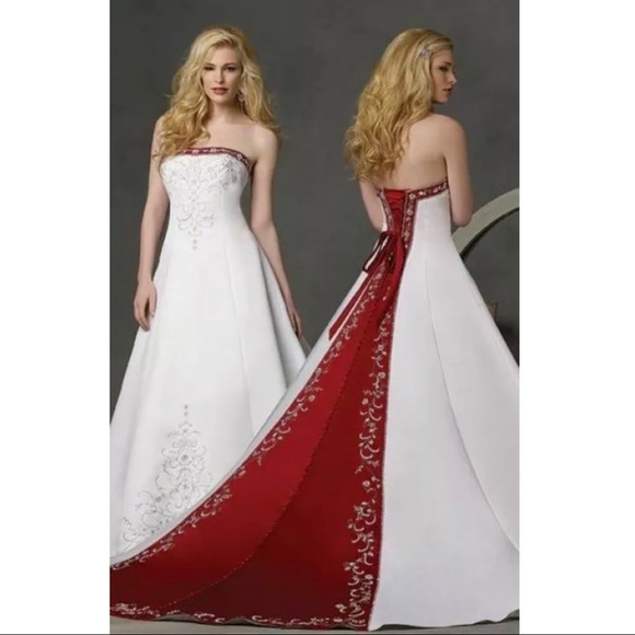alfred angelo red wedding dress